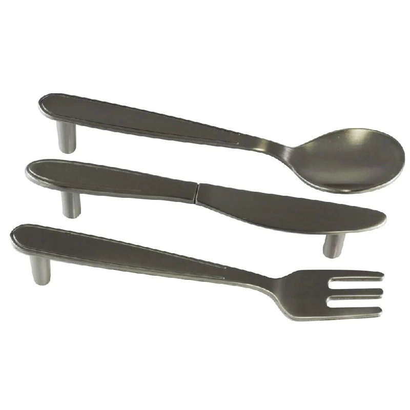 3 Pack Utensil Fork Knife Spoon 3-25/32" Centers Brushed Nickel Pulls