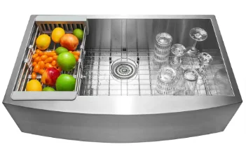 33 in. Farmhouse Apron-Front Single Bowl Brushed Stainless Steel Kitchen Sink - $150