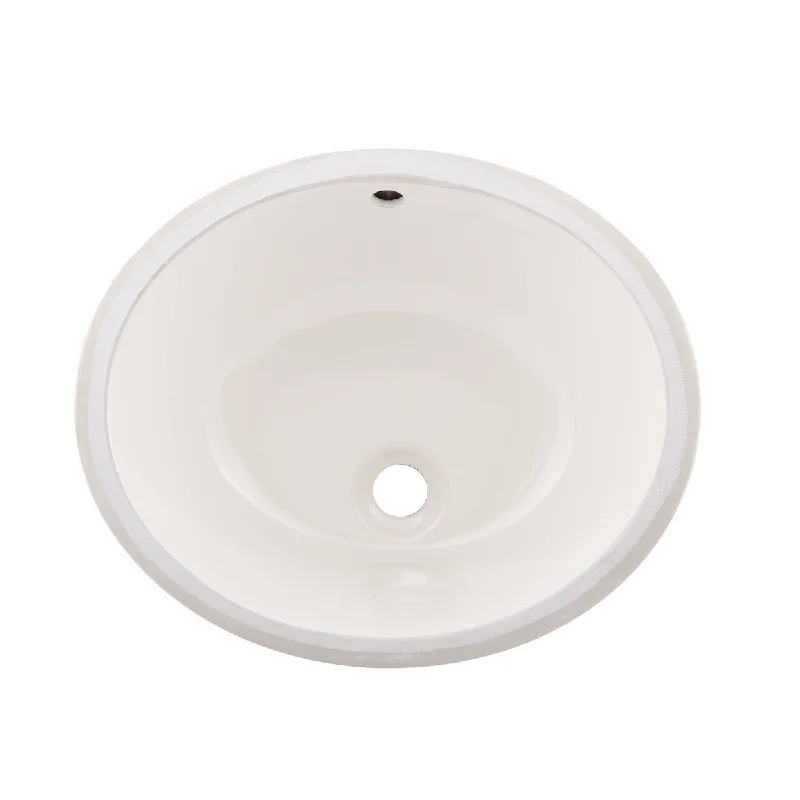 DAX Ceramic Oval Single Bowl Undermount Bathroom Basin, Ivory