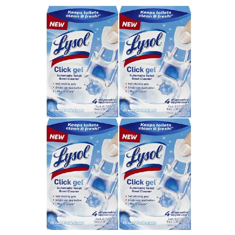 Lysol Click Gel Ocean Fresh Scent Toilet Bowl Cleaner 4-count Cleaning Gels (Pack of 4)