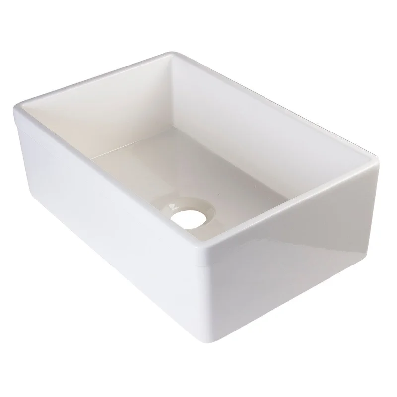 Alfi Biscuit Fireclay 30-inch Decorative Lip Single-bowl Farmhouse Kitchen Sink