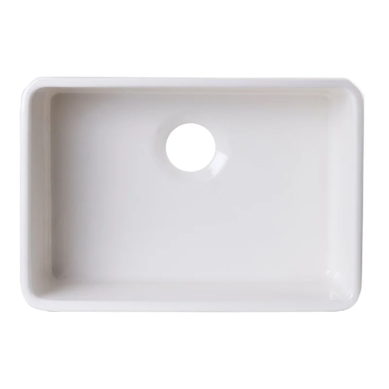 ALFI brand AB503UM 24 inch Biscuit Single Bowl Fireclay Undermount Kitchen Sink