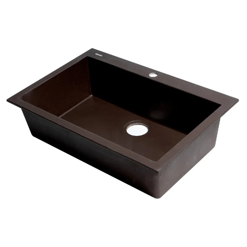 Chocolate 30" Drop-In Single Bowl Granite Composite Kitchen Sink