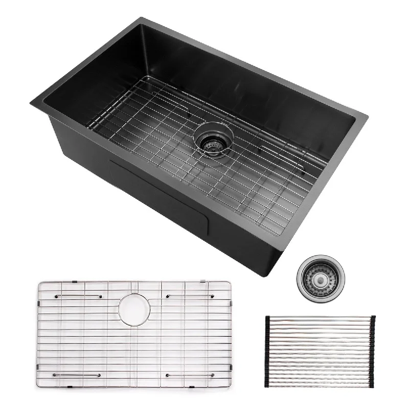 cUPC Certified 304 Stainless Steel Single Bowl Gunmetal Black Undermount Handmade Kitchen Sink,30 x 21 x 10 inch