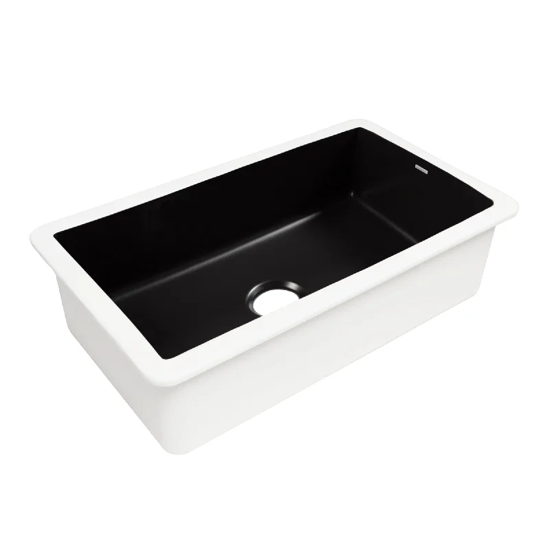 Eden Matte Black Fireclay 31" Single Bowl Undermount Kitchen Sink