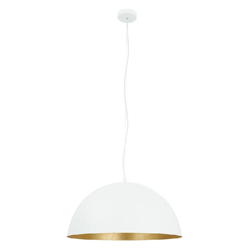 Eglo Rafaelino 24-inch White and Gold Leaf Bowl Pendant