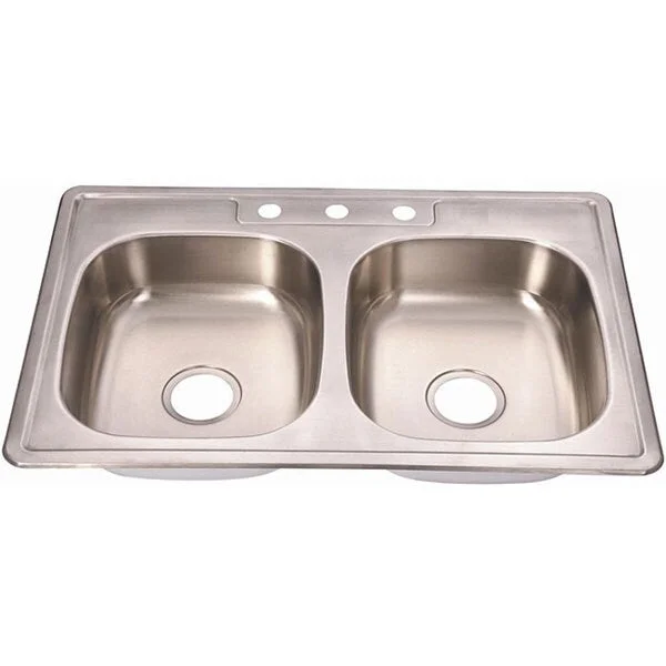 Fine Fixtures Topmount Stainless Steel Equal Double Bowl Sink