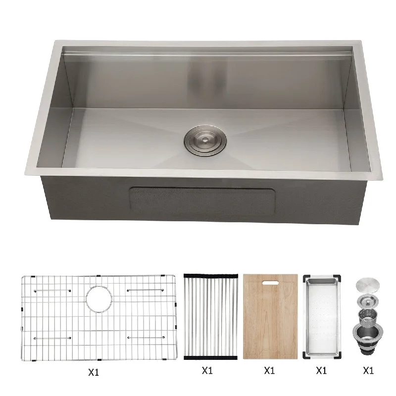 Fonda 18-Gauge Rectangular Undermount Single Bowl Kitchen Sink