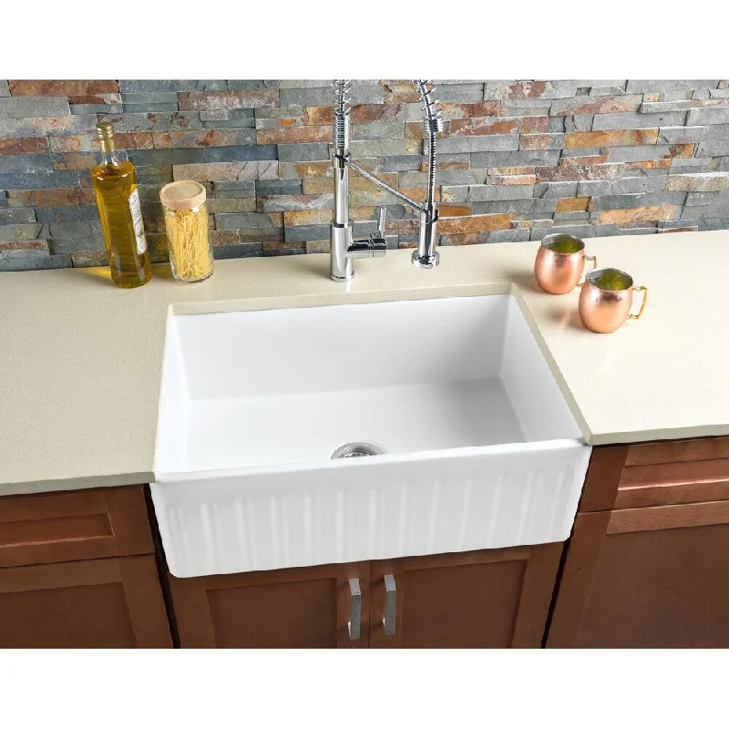 Hahn FireClay Large Reversible Single Bowl Farmhouse Sink