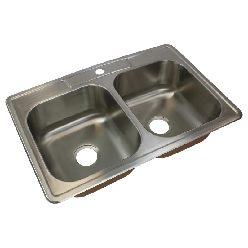 Transolid Classic 33-in 18 Gauge Drop-in Double Bowl Kitchen Sink