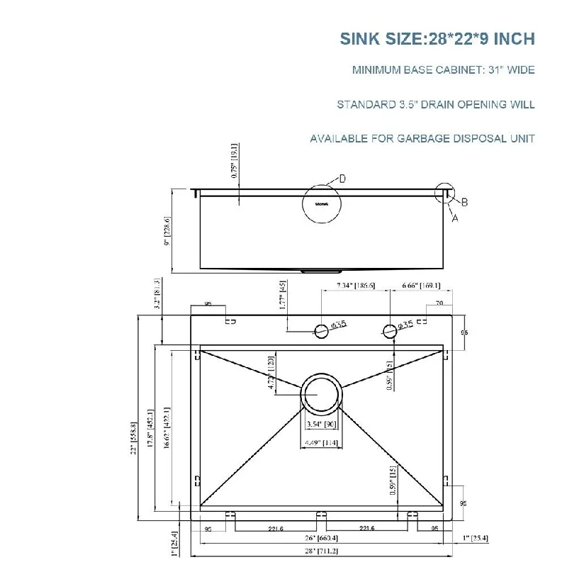 Workstation 18 Gauge Stainless Steel Single Bowl Drop Kitchen Sink