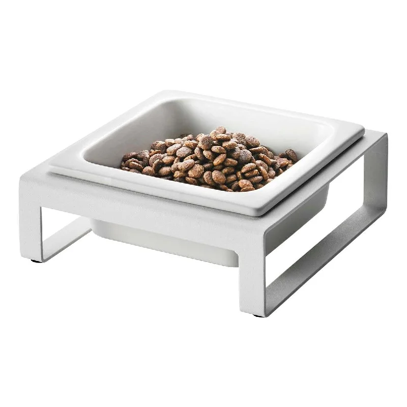 Yamazaki Home Single Pet Food Bowl - Two Styles, Steel and Ceramic, Short, 1.25 - L 6.1 x W 5.91 x H 2.36 inches