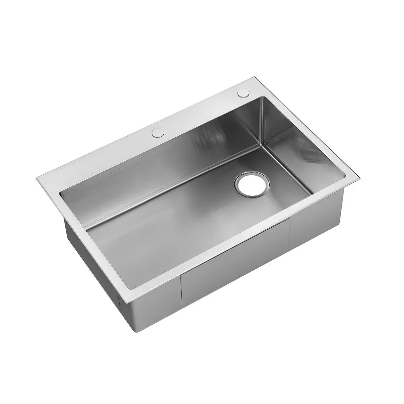 Yamy 32 inch Drop-in Single Bowl Rectangular Stainless Steel Sink - 32x22