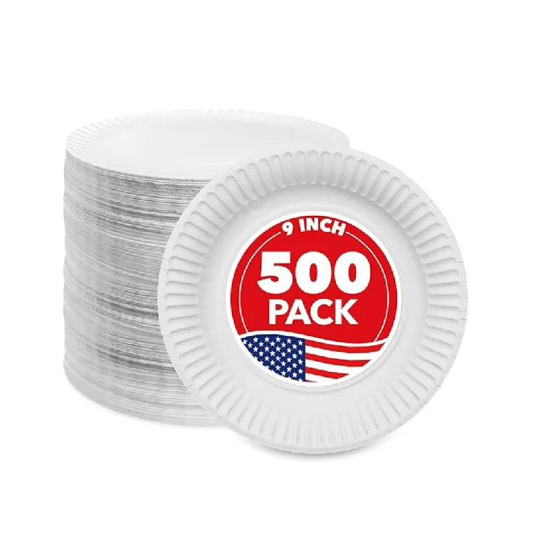 500-Count Stock Your Home 9" Disposable Paper Plates Bulk