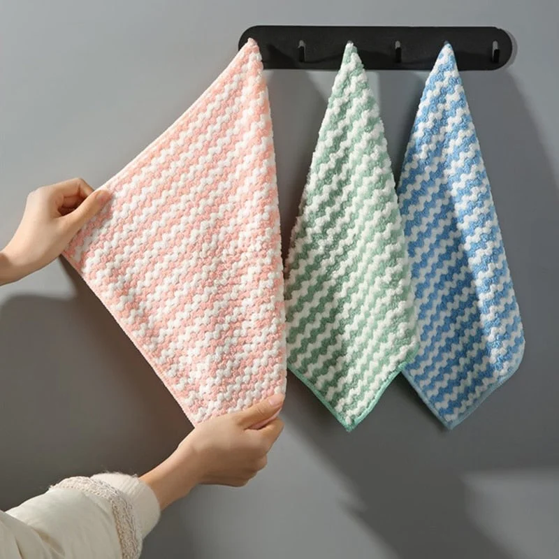 5pcs Kitchen Dishwashing Cloth Water Absorbent Cleaning Cloth