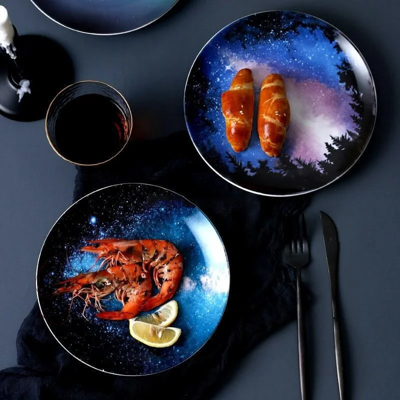 8 inch Starry Universe Ceramic Dishes Dinner Plate