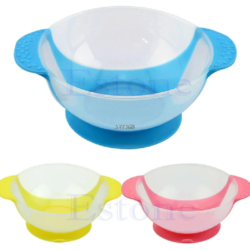 Baby Learning Dishes With Suction Cup Assist Food Bowl Temperature Sensing Spoon Baby Tableware A10216