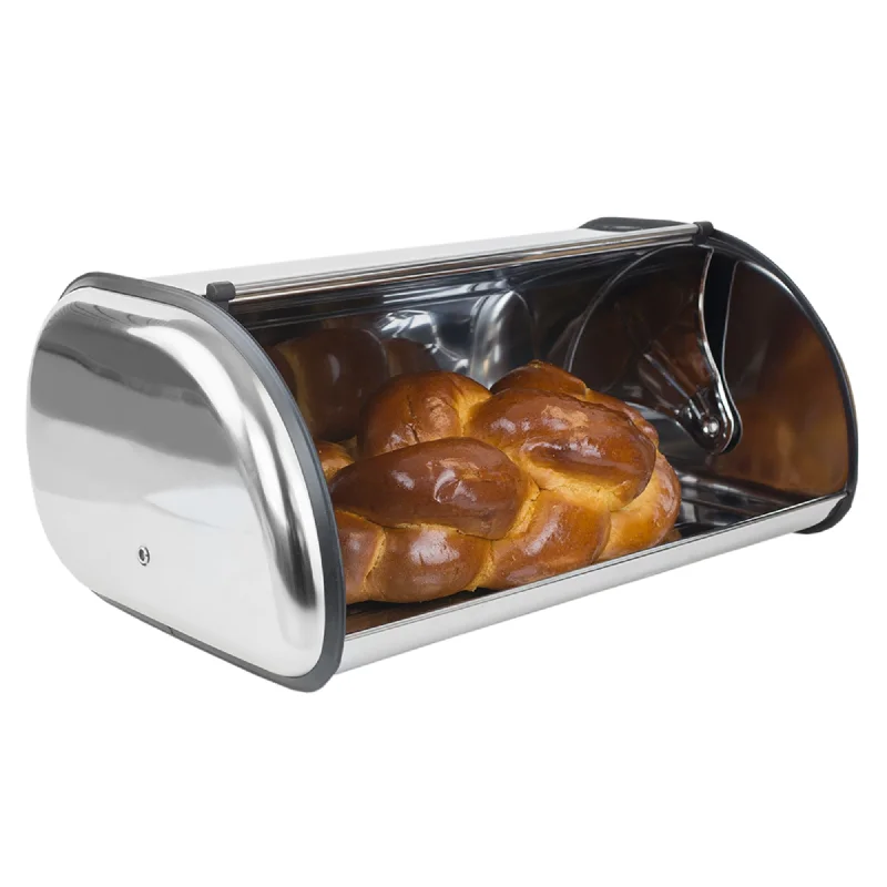 Roll-Top Lid Stainless Steel Bread Box, Silver