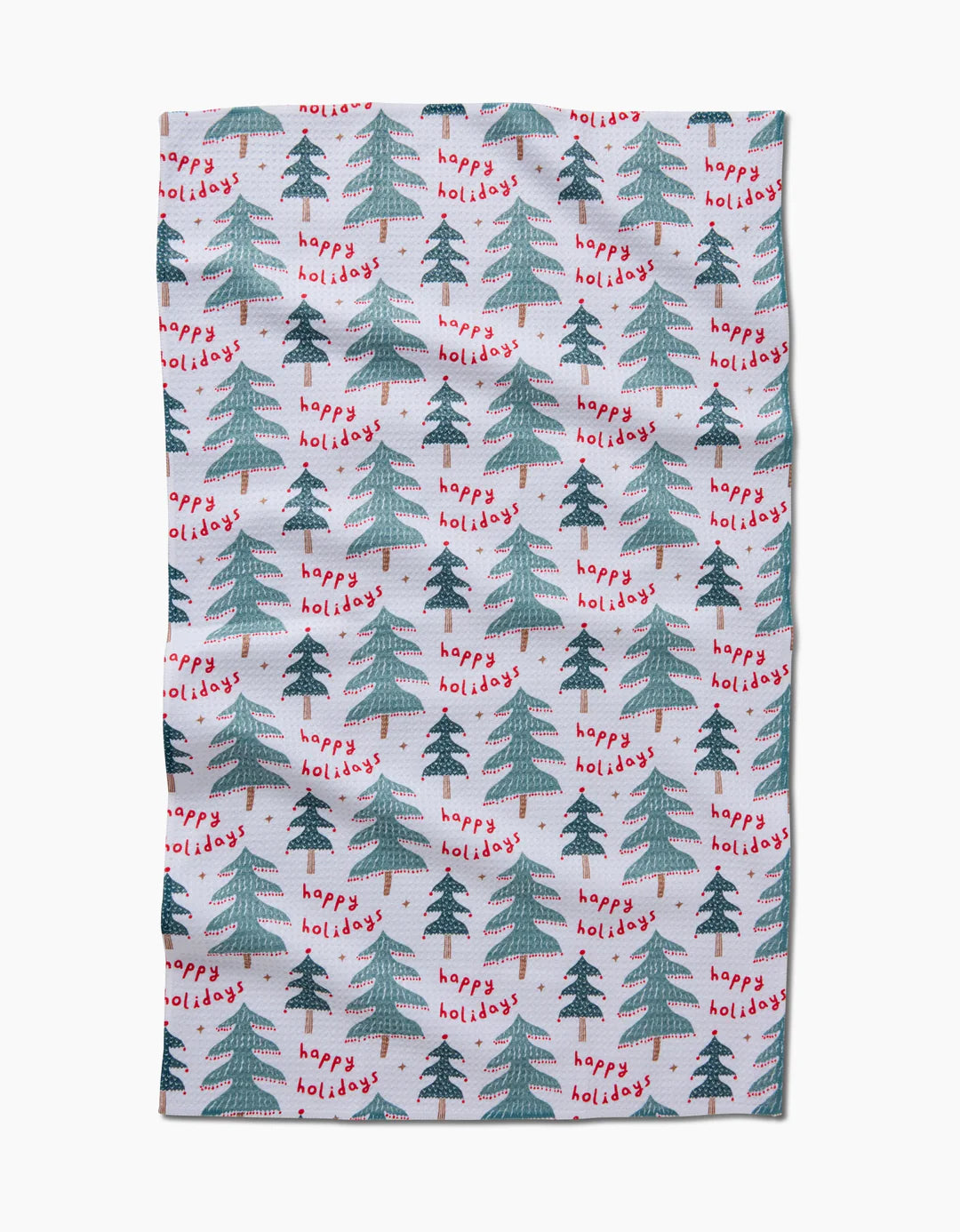 Berry Happy Holidays Geometry Tea Towel