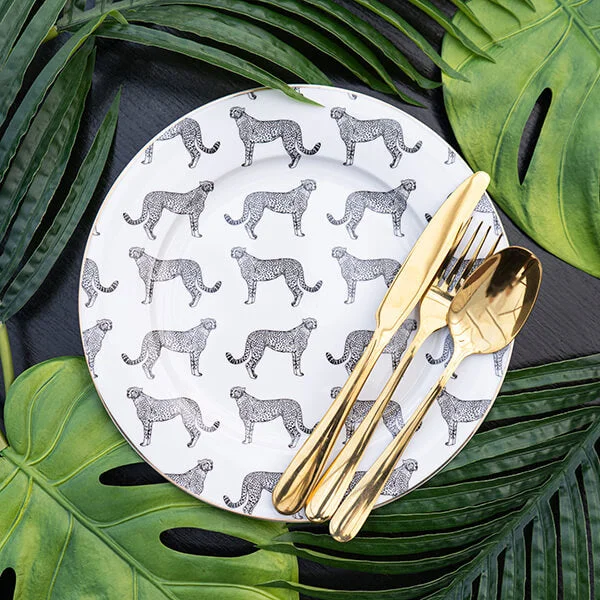 Black and White Leopard Print Dinner Plate