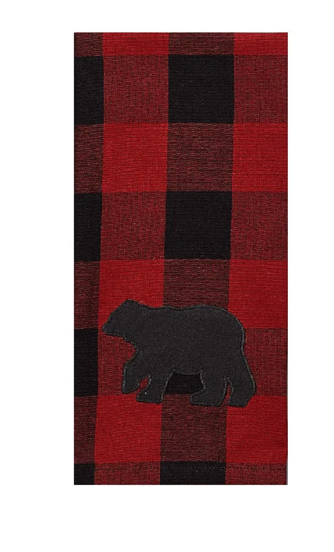 Buffalo Check Bear Applique Decorative Dishtowel - Set of 2 Park Designs