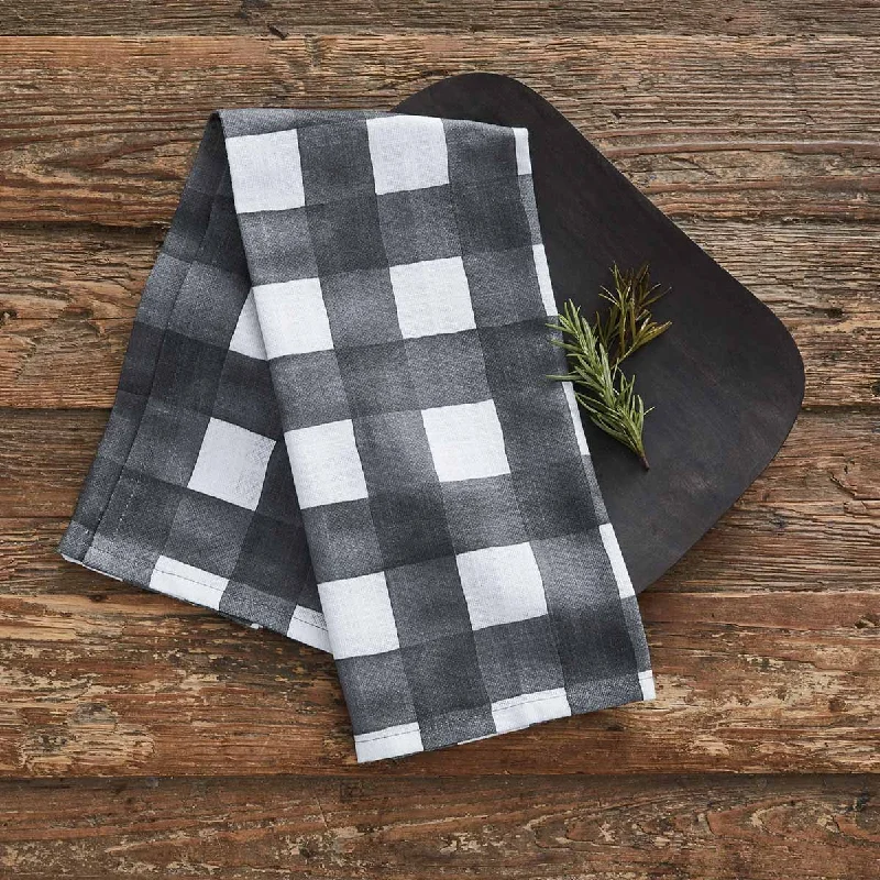 Buffalo Check Watercolor Towel - Black Set of 2  Park Designs