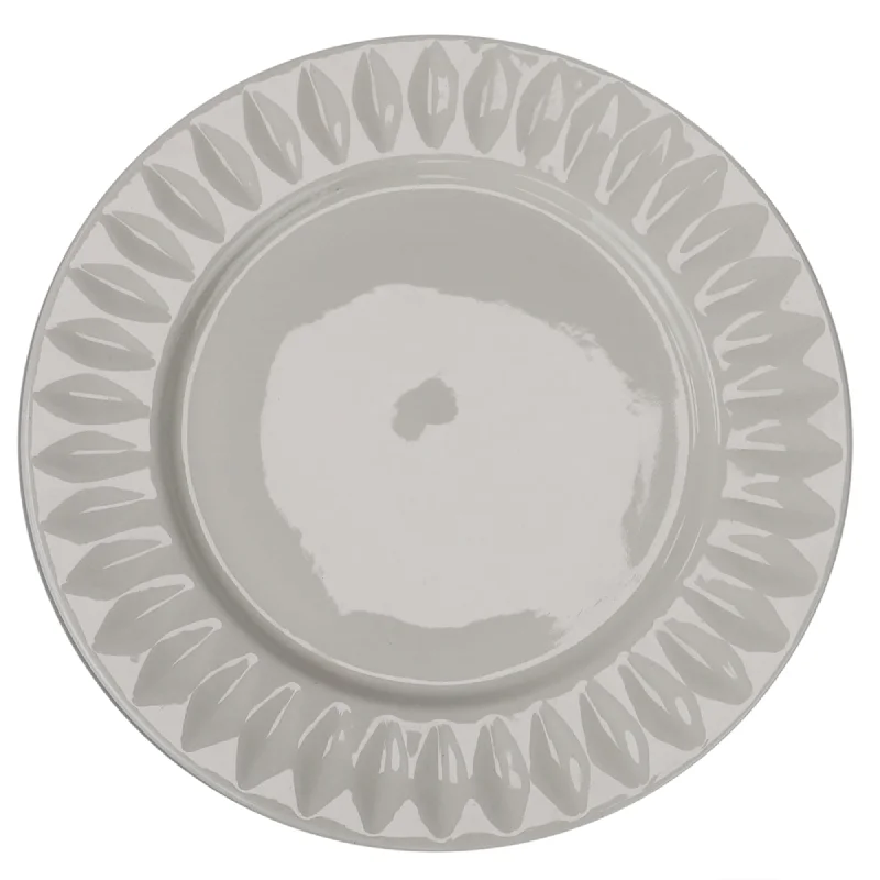 Embossed Circle 10.5" Ceramic Dinner Plate, White