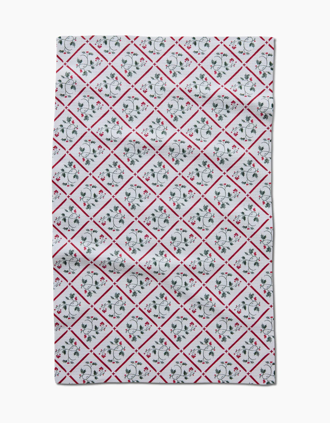 Christmas Mistletoe Trellis Geometry Tea Towel