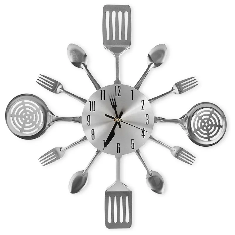 Cigera 16" Large Kitchen Wall Clocks with Spoons and Forks