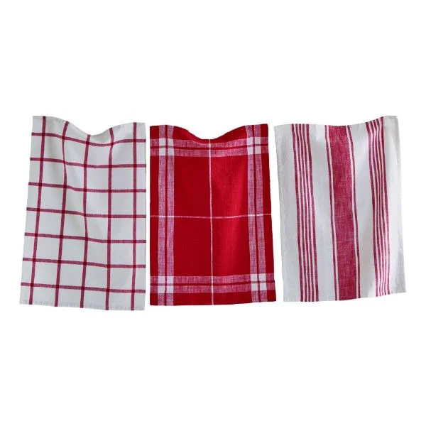 Classic Red Plaid Dishtowels, Set of 3