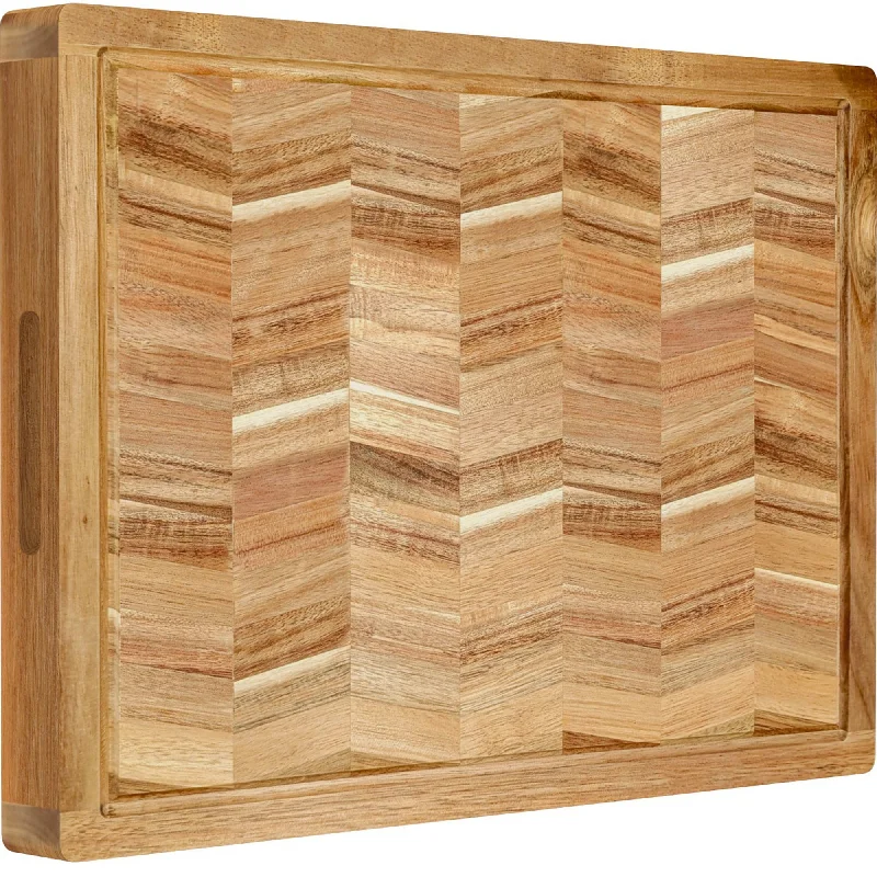 Extra Large Acacia Wood Cutting Board 1-Inch Thick- Large Wooden Cutting Board for Kitchen w/Juice Grooves and Handles