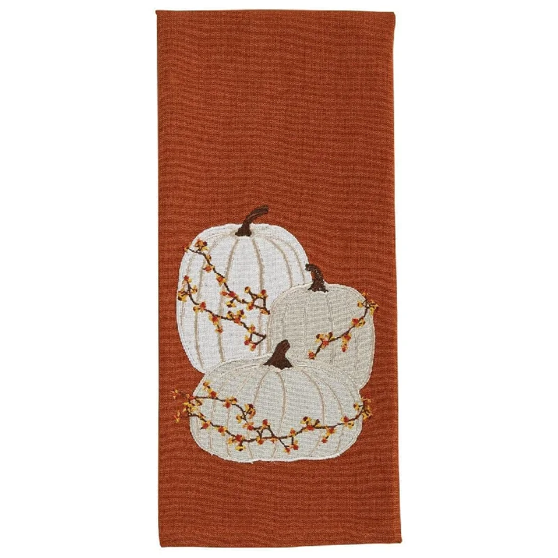 Cream Pumpkins Orange Dishtowel