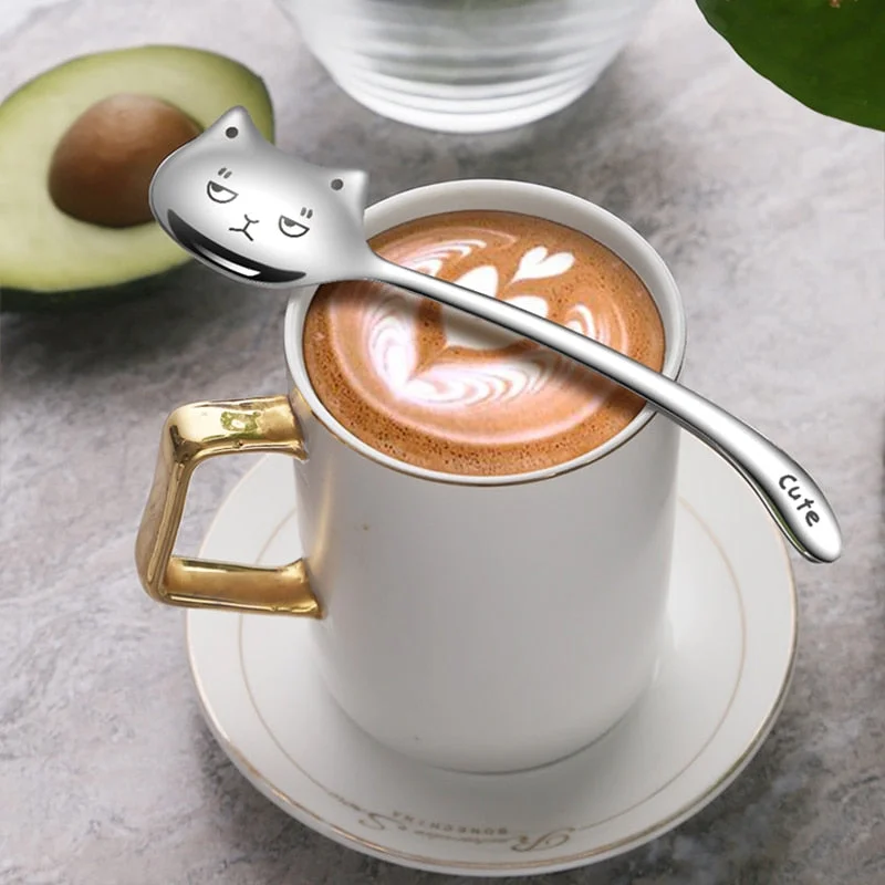 Creative Spoon For Coffee Long Tail Cat Coffee spoon Long Handle Spoon