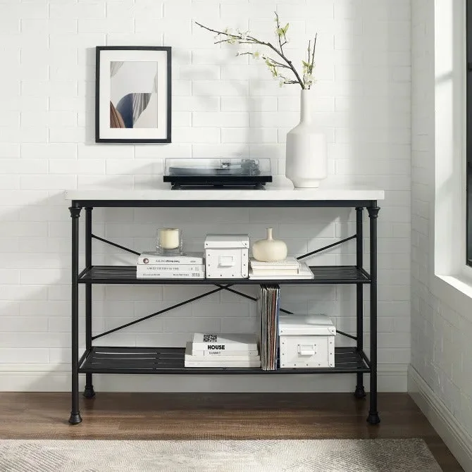 Crosley Furniture Madeleine Console Table, Steel With Faux Marble Top