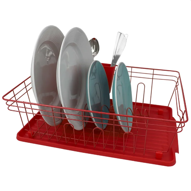 Contempo 3 Piece Dish Rack, Red