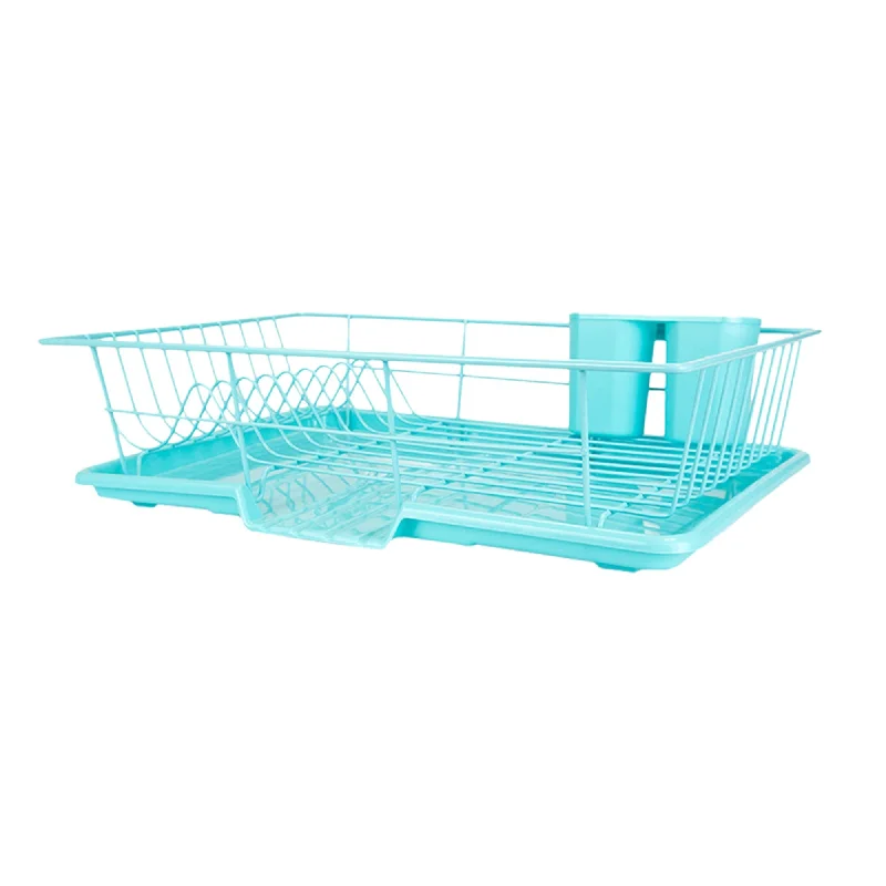 3 Piece Dish Drainer, Turquoise