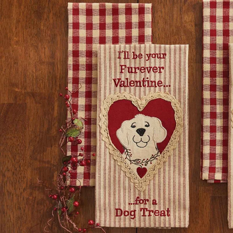 Dog Treat Valentine Embroidered & Appliqued Dishtowels - Set of 2 Park Designs