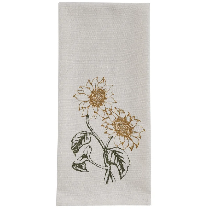 Double Sunflower Print Dishtowel Set of 6 Park Designs