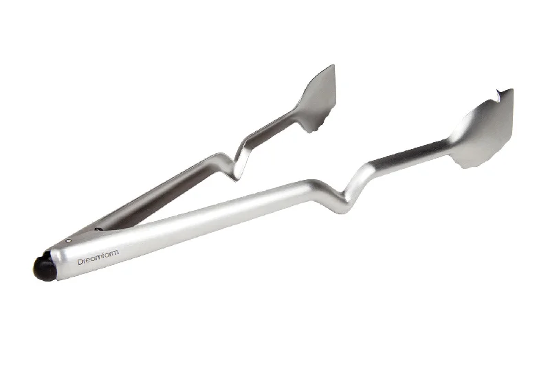 Dreamfarm BBQ Clongs Sit Up Click Lock Tongs, 15-Inch, Stainless Steel