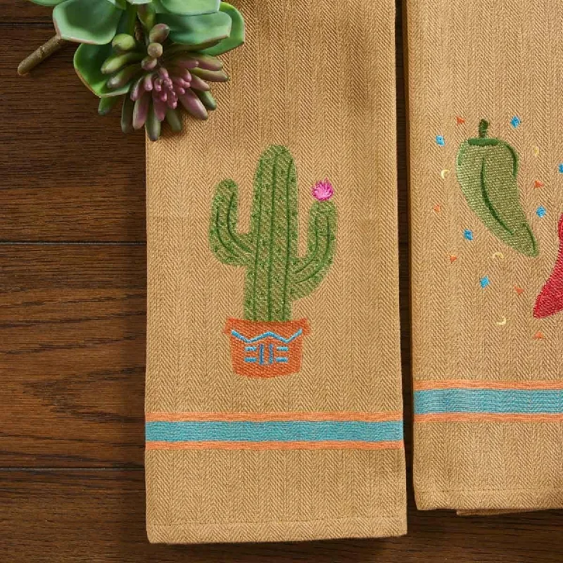 Embroidered Cactus Kitchen Towels