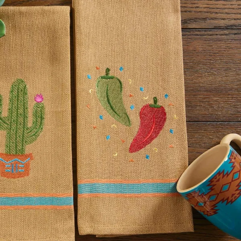 Embroidered Chili Pepper Kitchen Towels