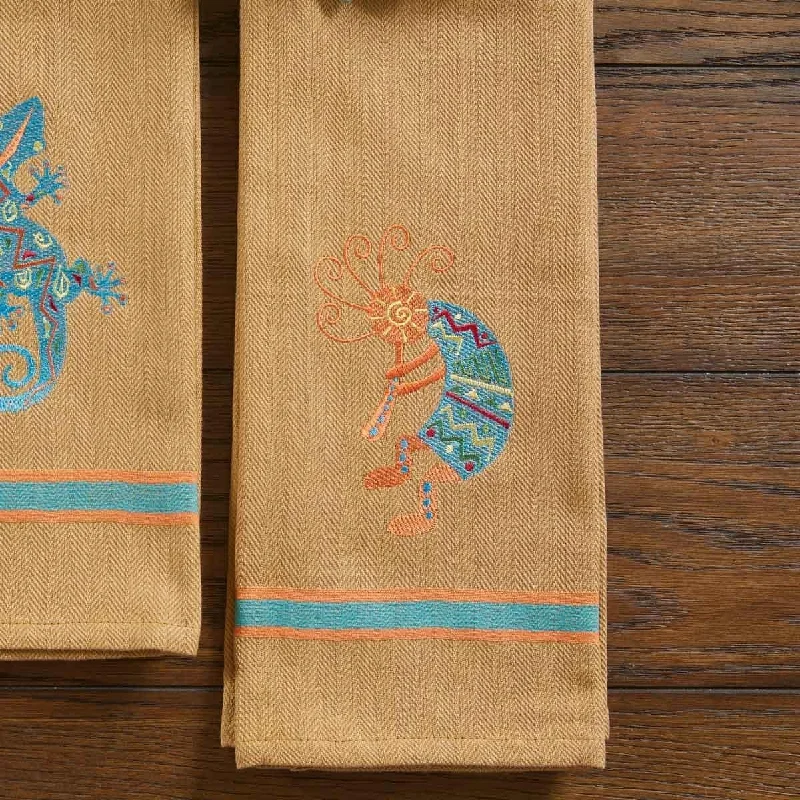 Embroidered Kokopeli Kitchen Towels