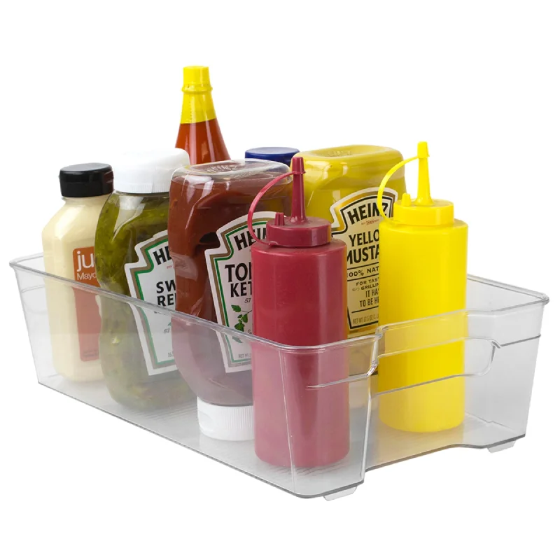 X-Large Plastic Fridge Bin with Handle, Clear