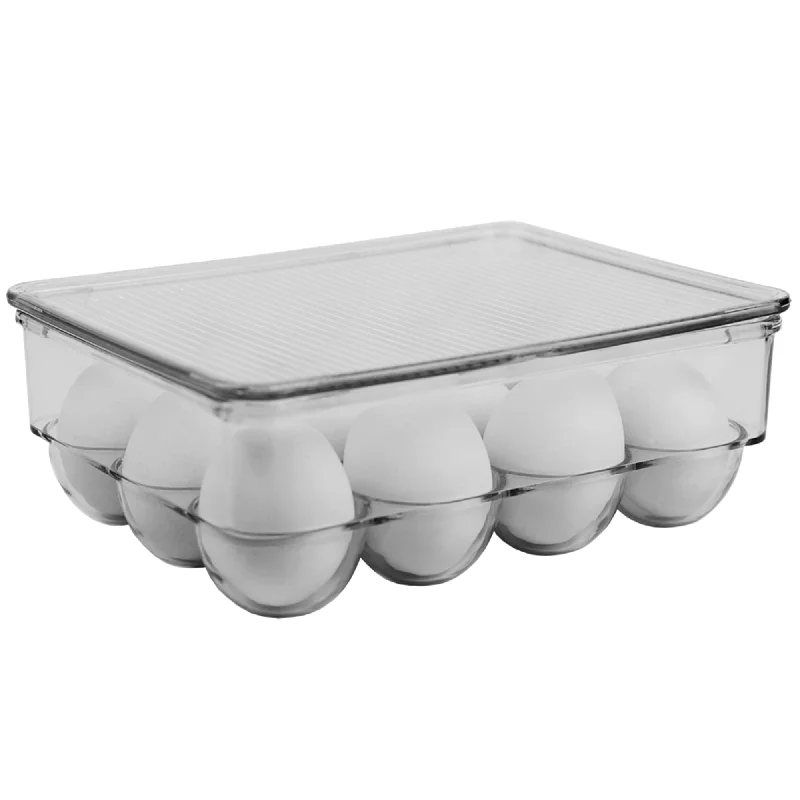 12 Egg Plastic Holder with Lid, Clear