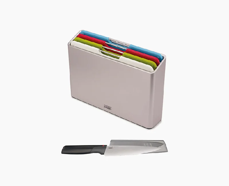 Folio™ 4-piece Multicolour Chopping Board Set with Chef's Knife