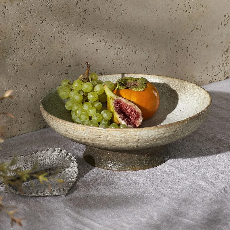 Grand Designs Dusk Stoneware Raised Platter - Cream & Brwon 25x25x8.5