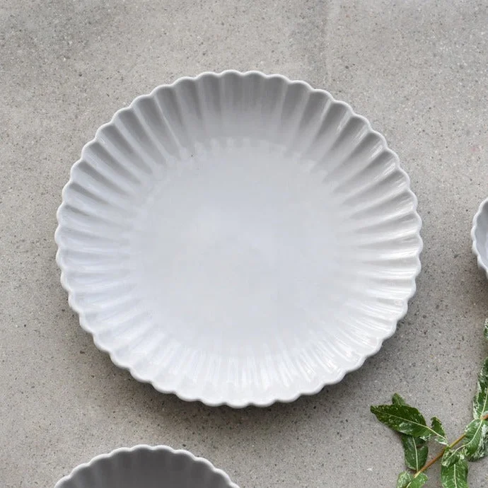 Set of 4 Grey Floral Plates- Dinnerware 2 Sizes