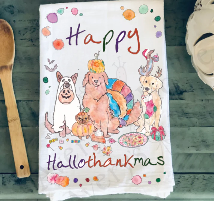 Halloween Thanksgiving Christmas Dog Holiday Kitchen Towel