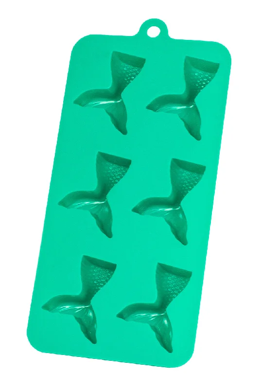 HIC Mermaid Tails Silicone Ice Cube Tray and Baking Mold, Teal