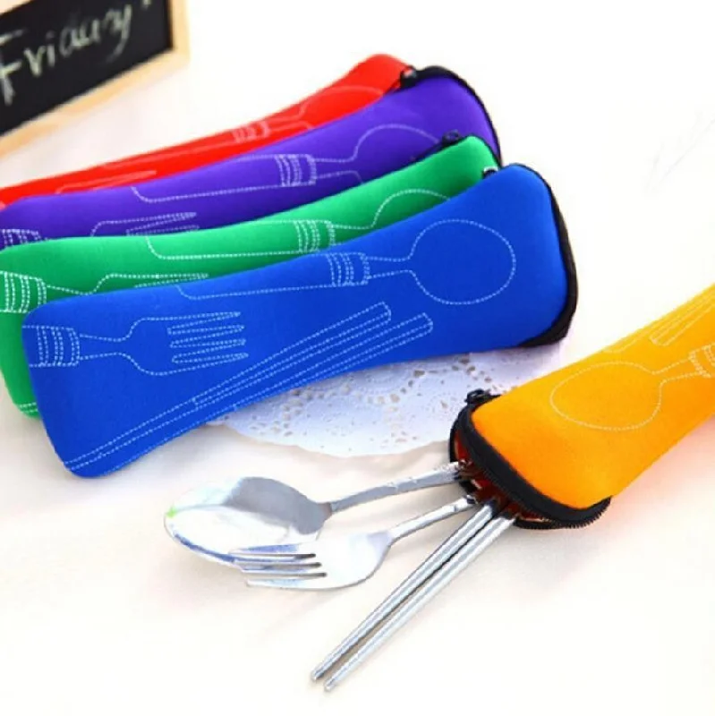 Juegos De Vajillas Lunch Box for Kids Lancheira Pcs/set Fork Spoon Travel Stainless Steel Tableware Portable Camping Bag Picnic